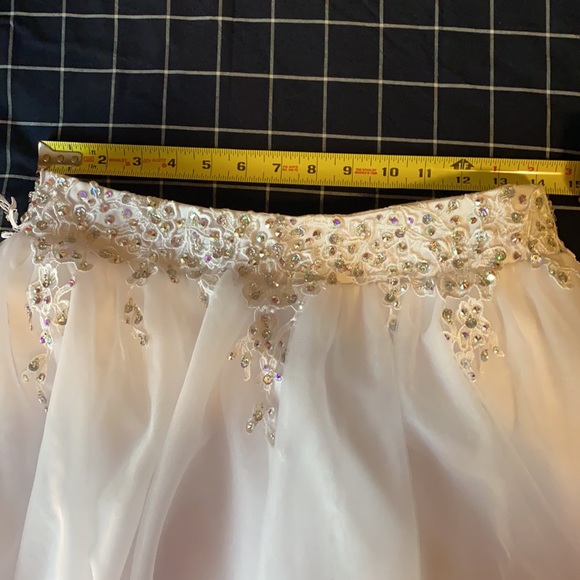 Gorgeous Two Piece w Swarovski Crystals Beading Formal Dress White S M L Skirt - Picture 7 of 15